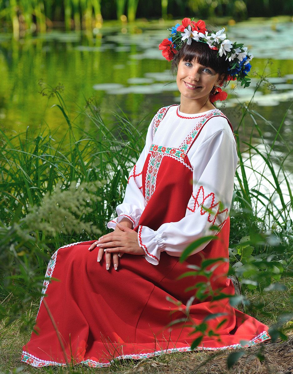 Beautiful girl Girls in Slavic costumes in Andorra la Vella
